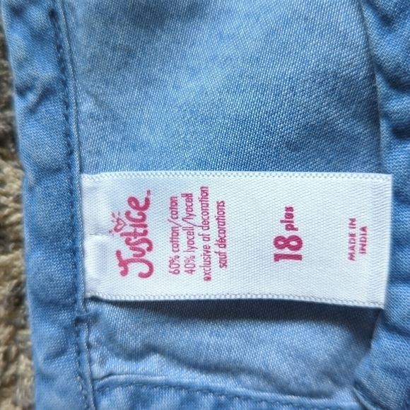 Justice Romper Girls Size 18 Chambray Blue ruffle - Picture 8 of 10